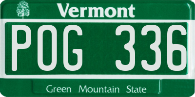 VT license plate POG336