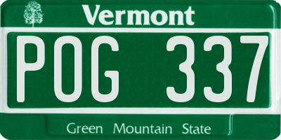 VT license plate POG337