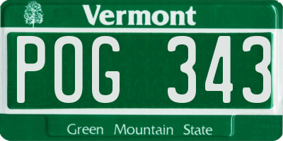 VT license plate POG343