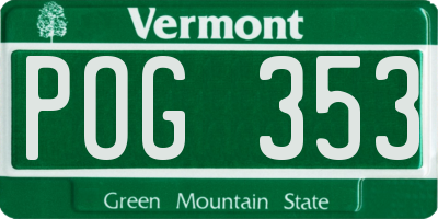 VT license plate POG353