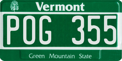 VT license plate POG355