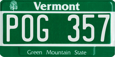 VT license plate POG357