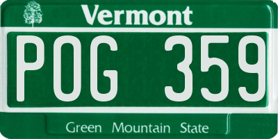 VT license plate POG359