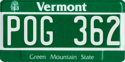 VT license plate POG362
