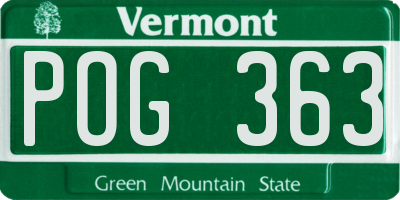 VT license plate POG363