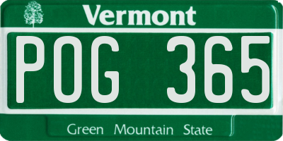 VT license plate POG365