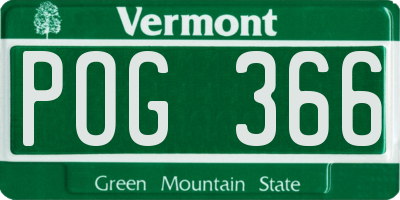 VT license plate POG366