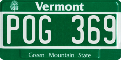 VT license plate POG369