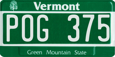 VT license plate POG375