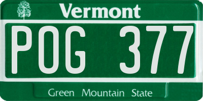 VT license plate POG377