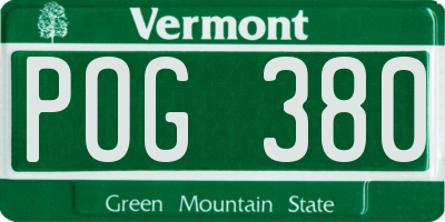 VT license plate POG380