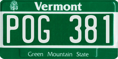 VT license plate POG381
