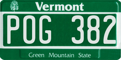 VT license plate POG382