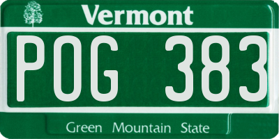 VT license plate POG383