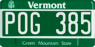 VT license plate POG385