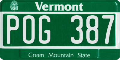 VT license plate POG387