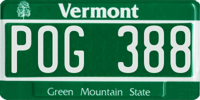 VT license plate POG388