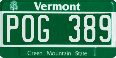 VT license plate POG389