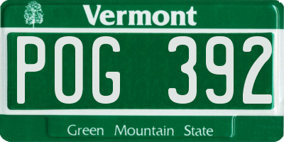 VT license plate POG392