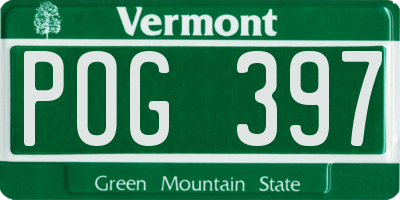 VT license plate POG397