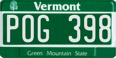 VT license plate POG398