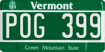 VT license plate POG399