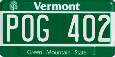 VT license plate POG402