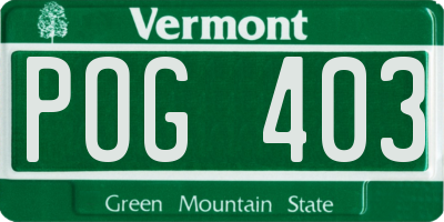 VT license plate POG403