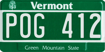 VT license plate POG412
