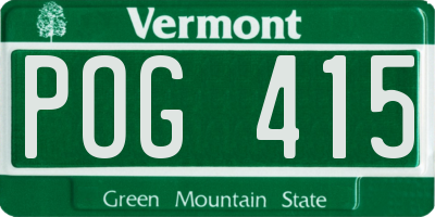 VT license plate POG415