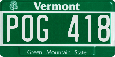 VT license plate POG418