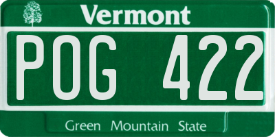 VT license plate POG422