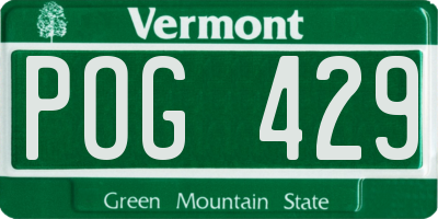 VT license plate POG429