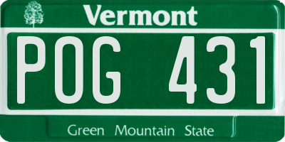 VT license plate POG431