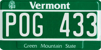 VT license plate POG433