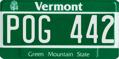 VT license plate POG442