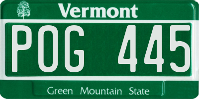 VT license plate POG445