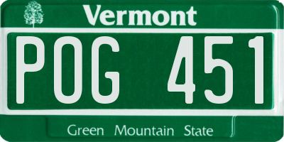 VT license plate POG451