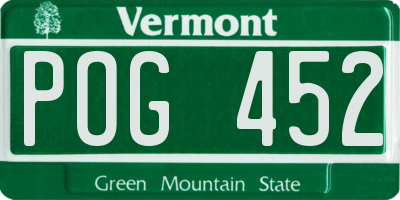 VT license plate POG452