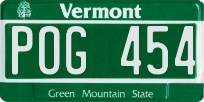 VT license plate POG454
