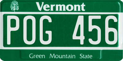 VT license plate POG456