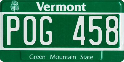 VT license plate POG458