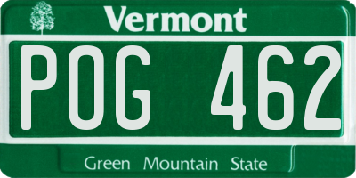 VT license plate POG462