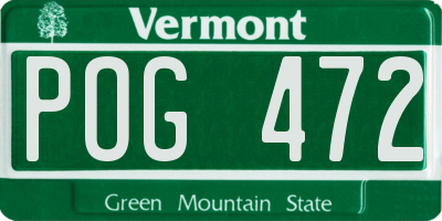 VT license plate POG472
