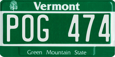 VT license plate POG474