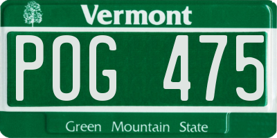 VT license plate POG475