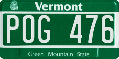 VT license plate POG476