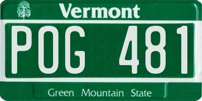 VT license plate POG481