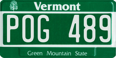 VT license plate POG489