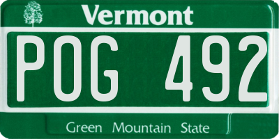 VT license plate POG492
